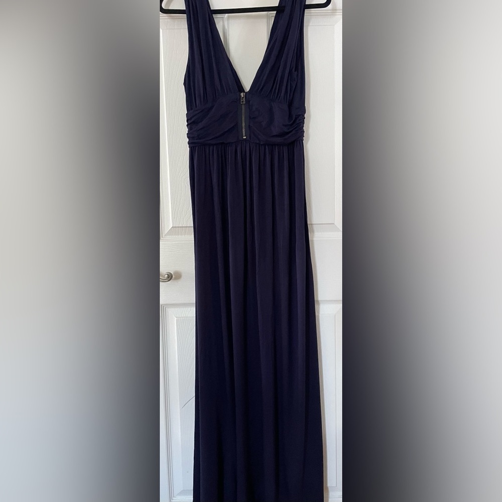 Lucca Couture Sleeveless Deep V Neck Dark Navy Maxi Dress Medium - Picture 2 of 8